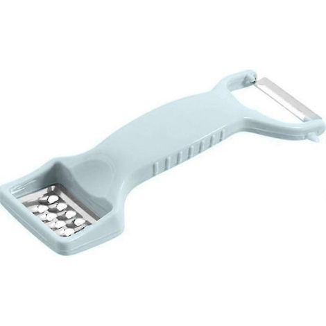 Éplucheur à légumes double tête avec lames en acier inoxydable, râpe et éplucheur multifonctions pour carottes, pommes de terre et fruits, outil de cuisine compact, 18 cm (1/5)