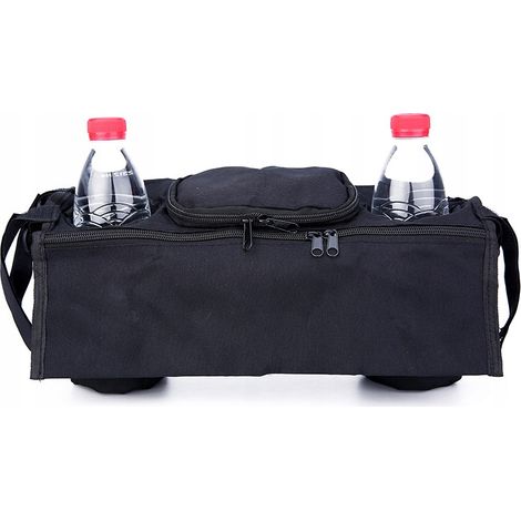 ORGANIZZATORE porta bottiglie per passeggino, BORSA DOPPIA LARGA, NERO