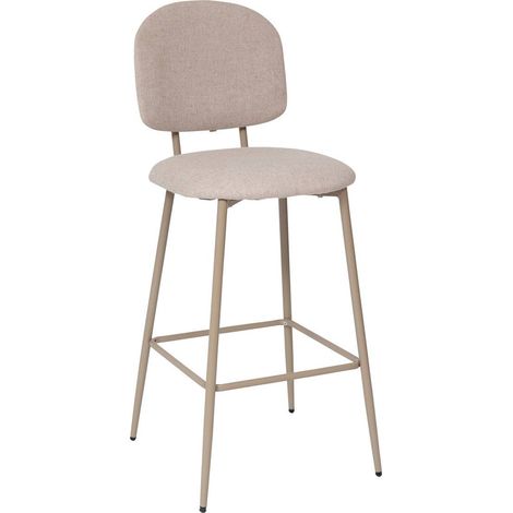 Atmosphera – Tabouret de bar Kamili beige – Piètement tubulaire acier – Assise en tissu chiné – Confort optimal avec mousse – Dimensions L. 52,5 x P. 43 x H. 108,5 cm (1/4)