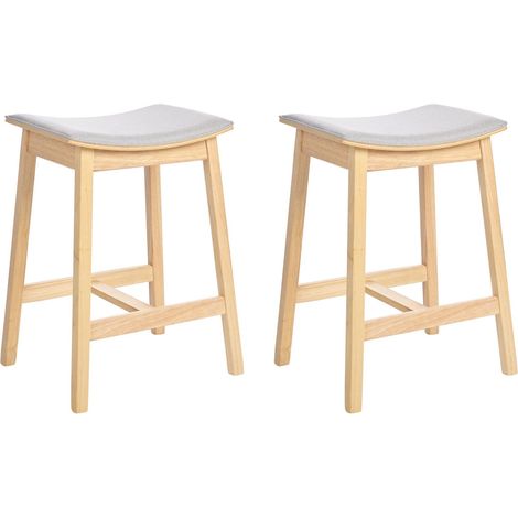 Set di 2 sedie da bar Seduta imbottita Legno chiaro Beige Dixon