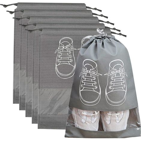 Organisateur à chaussures anti-poussière, avec cordon de serrage et compartiment transparent, organisateur de rangement portable, idéal pour un usage quotidien et les voyages. (1/5)