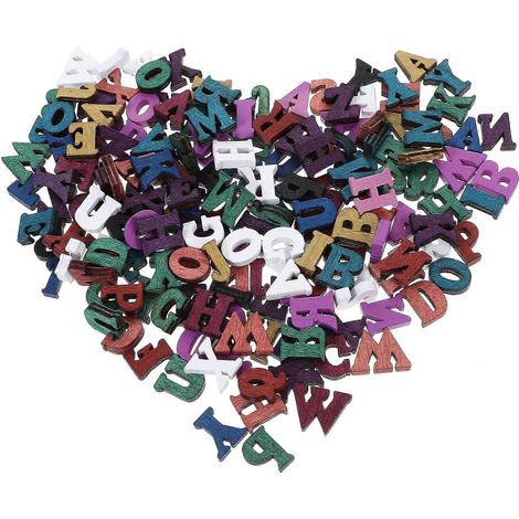 200 lettres en bois colorées, alphabet décoratif en bois, ornements en bois (1/3)