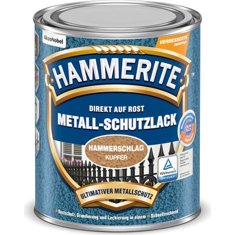 Hammerite Metallschutzlack Hammerschlag, 3in1- Rostschutz, Kupfer, 750 ml