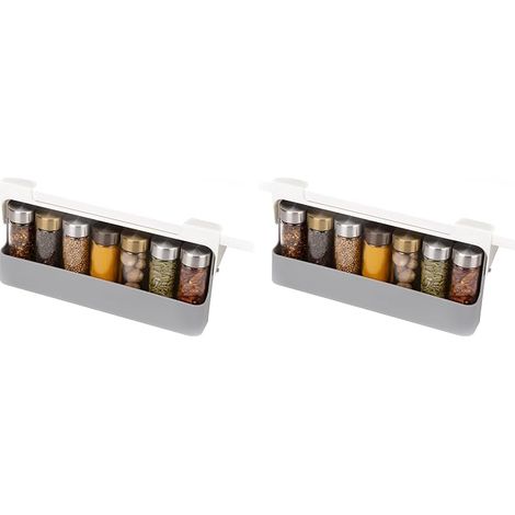 CupboardStore Supports pour Placard, Rangement de cuisine sous l'étagère, Porte-épices pour le garde-manger, Gris (Lot de 2) (1/5)