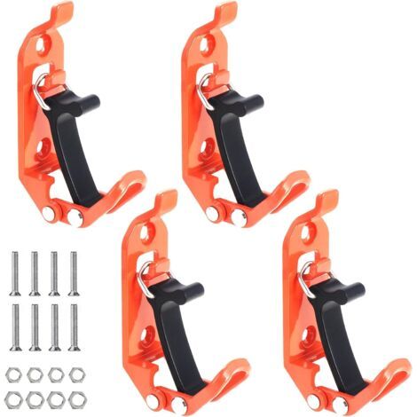 4 Pièces Support de Pelle de Toit, Support de Hache, Pince de toit en métal et caoutchouc, Supports de pelle pour barres de toit pour Voiture Camion Bateau (Orange)
