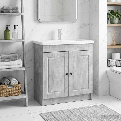 vidaXL Mobiletto da bagno sotto il lavello Grigio Cemento