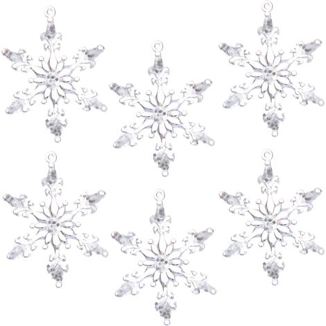 Adorno De Copo De Nieve - Adorno Transparente Para Árbol De Navidad - 24 Unidades - 4,5 Cm - Acero Plástico (1/5)