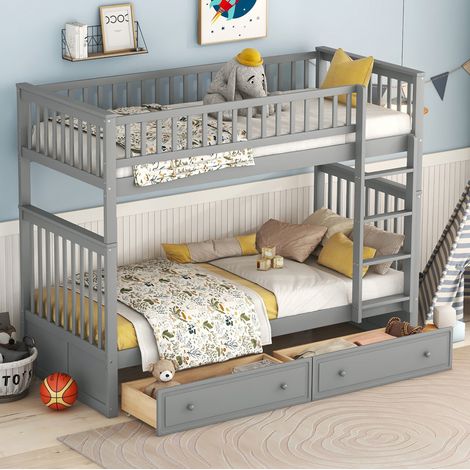 letto a castello 90x200 convertibile con cassetti grigio OKMYHOME (1/5)