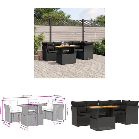 5-tlg. Garten-Sofagarnitur mit Kissen Schwarz Poly Rattan - Gartensorgsgarnitur - PE-Rattan Möbel - Outdoor Sofa Set - Gartenlounge - Balkonmöbel - Home & Living (1/3)