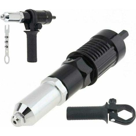 Adaptateur de Piet à Rivets, Piet à Riveter électrique avec Boîtier de Moulage en Aluminium et Poignée Antidérapante pour Perceuse Sans Fil Outil D'Insertion de Riveteuse électrique (1/5)