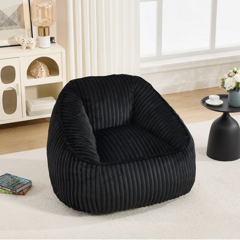 Fauteuil bean bag 46x43x29 cm chenille noir, mousse mémoire – MEUBLIV (1/5)