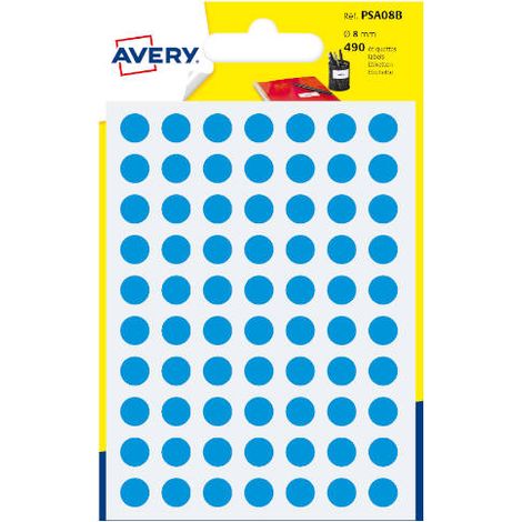 Avery PSA08B étiquette auto-collante Rond Permanent Bleu 490 pièce(s) (1/2)