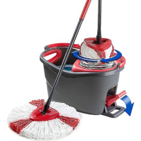 Microfibre Mop Pad - Foot-Operated Wringer System - Compatible With Swivel Mops - For Hard Floor Cleaning - 2 Pieces