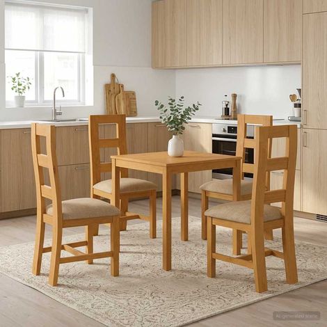 Set da pranzo 5 pz Beige Legno di Quercia Massello vidaXL (1/5)