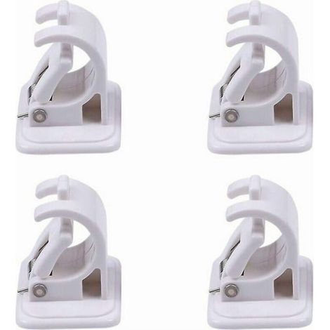 Lot de 4 supports muraux réglables pour tringle à rideaux, sans clous, pour rideaux, voilages et décorations, fixation murale, blanc (1/5)