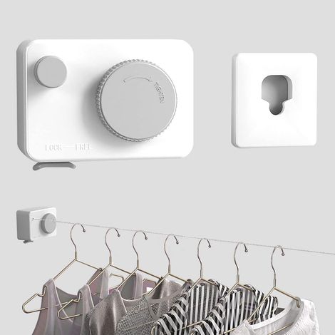 ZOLGINAH Tendedero retráctil para interiores, montado en la pared, tendedero retráctil, puede colgar ropa, tendedero retráctil, 14 pies, bloqueo para evitar que se hunda (1/5)