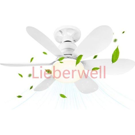 52CM LIEBERWELL Ceiling Fan with Light and Remote Control, 40W Small Dimmable LED Ceiling Fan with E27 Socket, 3 Speeds, Silent, White (1/4)