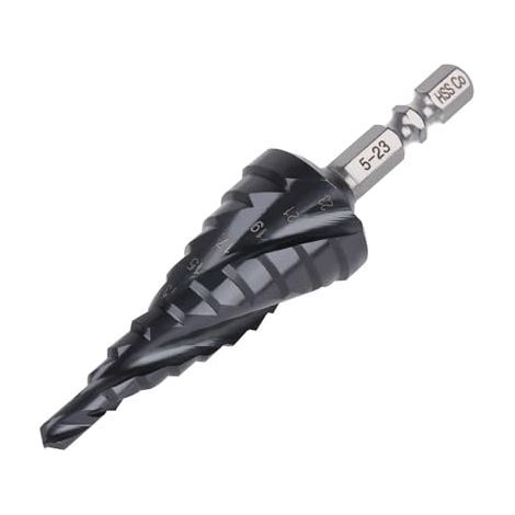 Foret étagé en métal 5-23 mm, 10 niveaux de foret conique HSS M35 cobalt TiAlN, à tige hexagonale pour acier inoxydable, tôle d'aluminium, fer, plastique, PVC, bois - (1/5)