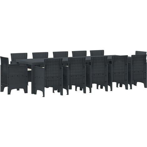 Garten Essgruppe mit Kissen 13 pcs Anthrazit Polyrattan (1/5)