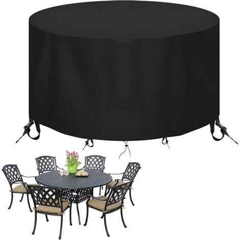 Runde Gartenmöbelabdeckung 188 x 84 cm, Schutzhülle für runde Gartentische, Tischabdeckung für runde Gartentische, runde Gartentischabdeckung aus 420D Oxford-Gewebe (1/5)