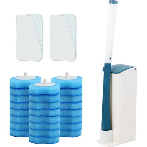 Kit de Brosse WC avec Support, système de Nettoyage de Toilettes avec têtes de Recharge jetables, 24 pièces (1/5)