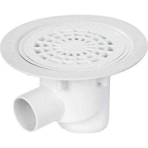 Nicoll – Siphon de sol horizontal Ø 50 en PVC – Grille démontable 133 mm – Compatible ATEC ETN – Pour sols plastiques