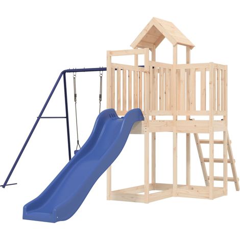 Altalene per parco giochi all'aperto scivolo altalene robuste giochi da giardino 286 x 378 x 214 cm legno di pino massiccio (1/5)