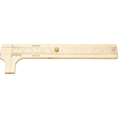 Messschieber aus Messing (metrisch, Zoll), Doppelskala, Messwerkzeug im Retro-Stil für Reparaturen, 100-mm-Skala (1/5)