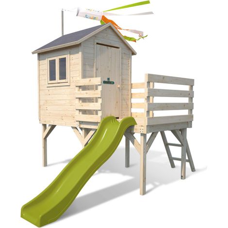 Cabane en bois sur pilotis avec toboggan JOSEPHINE (1/5)