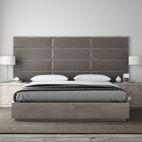 Panneau Décoratif Tête De Lit Capitonnée Mural 91cm Simili Daim Taupe (1/5)