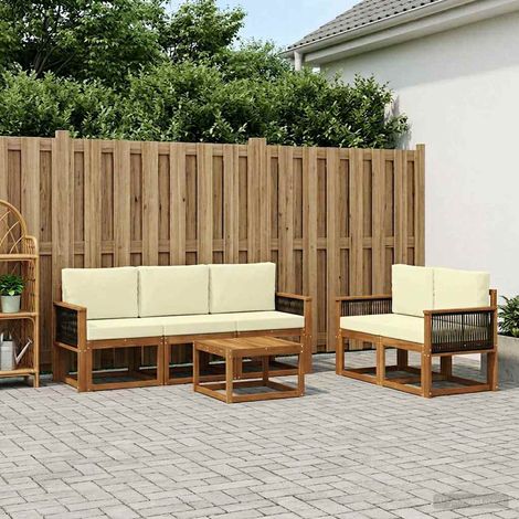 vidaXL Outdoor-Sofagarnitur mit Kissen 6 pcs Natur und Creme (1/5)