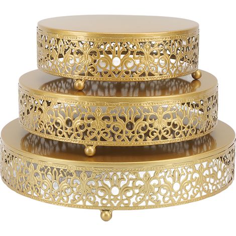 Set aus 3 runden Tortenständern aus Eisen für Desserts, Cupcakes, Gebäck und Pralinen – ideal für Hochzeiten, Geburtstage und andere Feierlichkeiten (1/5)