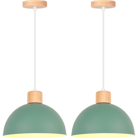2PCS Vintage Metal Ceiling Light Green Modern Indoor Pendant Light Simple Pendant Lights E27 For Bedroom Bar Kitchen