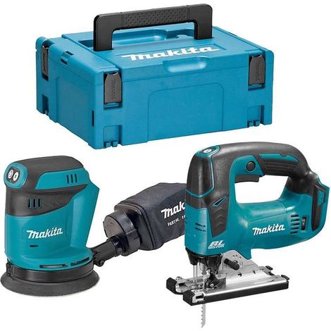 Sierra de calar DJV182 + Lijadora excéntrica DB O180 nu makpac - MAKITA - DLX2276J