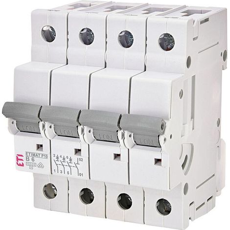 ETI Disjoncteur de protection de circuit ETIMAT P10 3-pôles + N, 10kA, B6, REG