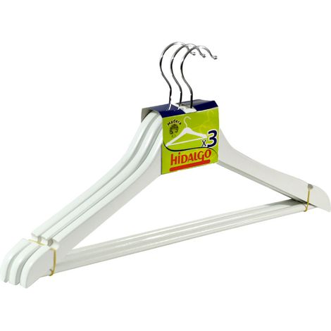 Perchas de madera, blancas, 3 uds
