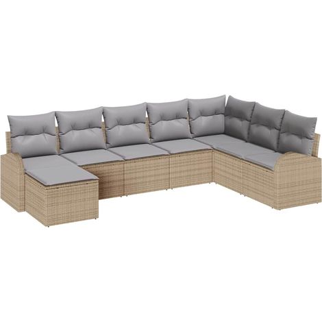 Maison Exclusive - Garten-Sofa-Set mit Kissen 8 pcs Beige Poly Ra