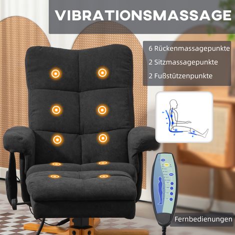 Fauteuil relaxant inclinable avec repose-jambes, dossier inclinable à 145°, en polyester, dimensions 80 x 86 x 99 cm, teinte noire (1/4)