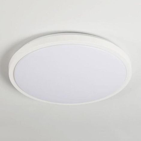 Plafonnier LED encastré rond, blanc, en métal fin, de forme ovale, à intensité variable, pour chambre, salon, couloir, buanderie. (1/5)