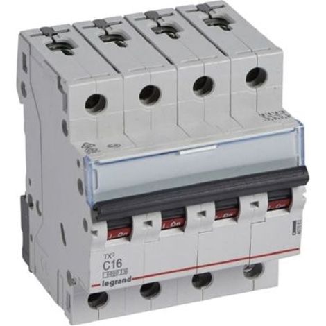 Disjoncteur Legrand TX³ 4P C16 6000A/6kA 400V 4 modules - LEG403562