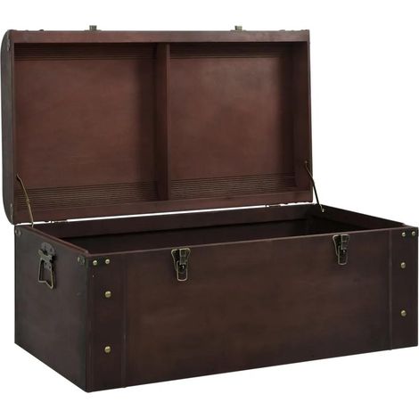 vidaXL Schatztruhe dunkelbraun aus Sperrholz 90x50x39,5 cm