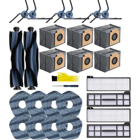 Kit de repuestos para el robot aspirador EUFY X10 PRO, juego de 28 piezas (2 cepillos de rodillo principales + 6 cepillos laterales + 4 filtros + 8 almohadillas de fregona + 6 bolsas para el polvo + 1 (1/5)