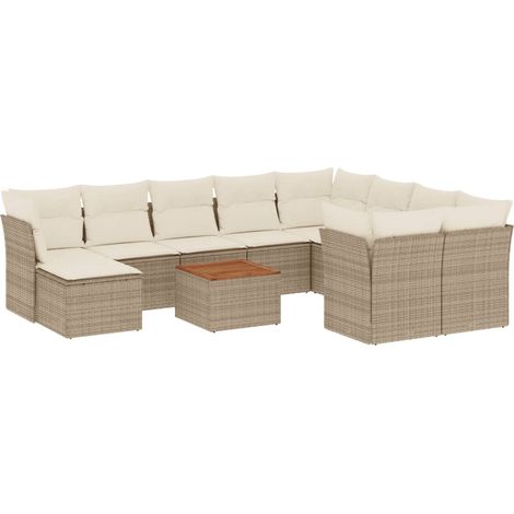 Maison Exclusive - Set de sofás de jardín 11pzas con cojines ratá (1/3)
