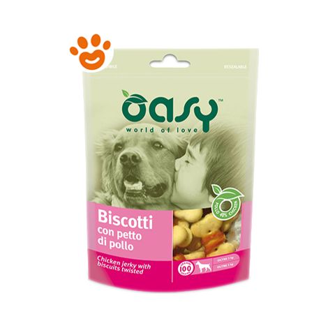 Oasy Dog Snack Biscotti con Petto di Pollo - Oasy Dog Snack Biscotti con Petto di Pollo - Confezione da 100 Gr