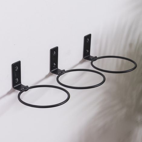 BEBUSINGOTO 3 piezas soportes para macetas de metal de 15 cm de diámetro, color negro, con tornillos. (1/5)