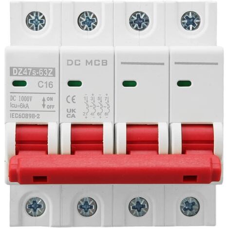 DEESSE SHOP-Disjoncteurs Miniatures 4P Système Solaire PV 16A Montage sur Rail DIN 6000A Capacité Segmentée DC1000V DZ47s 63Z C16 (1/5)