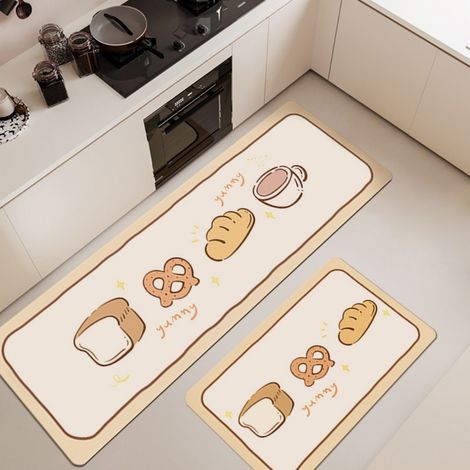 LAN Tapis de cuisson [Absorbant, Antidérapant, Séchage rapide] 4020 cm Terre de diatomées Tapis de sol ménager en terre de diatomées résistante à l'usure, orné d'un joli motif d'animaux de dessin anim (1/5)
