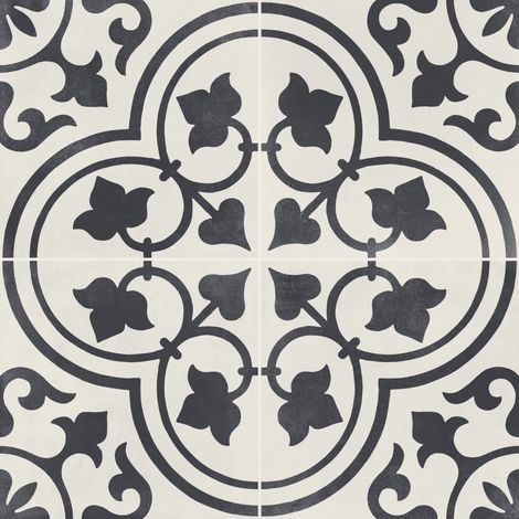 Carrelage effet Carreau ciment Lurelia Noir 22,3x22,3x0,9 cm Torilys - Sol et mur intérieur (vendu par carton de 0,65 m²) - RO'MA CARRELAGE