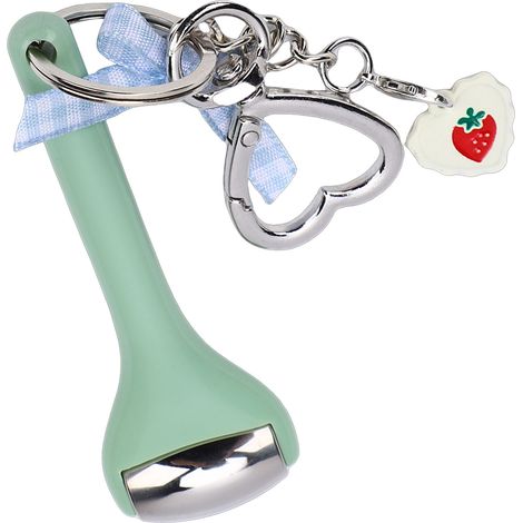 Mini rouleau de glace pour le visage et les yeux, réduit les poches, outil de soin du visage avec tête en acier inoxydable et porte-clés vert (1/5)