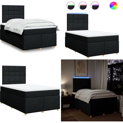 vidaXL Sommier à lattes de lit avec matelas Noir 120x200 cm Tissu (1/5)